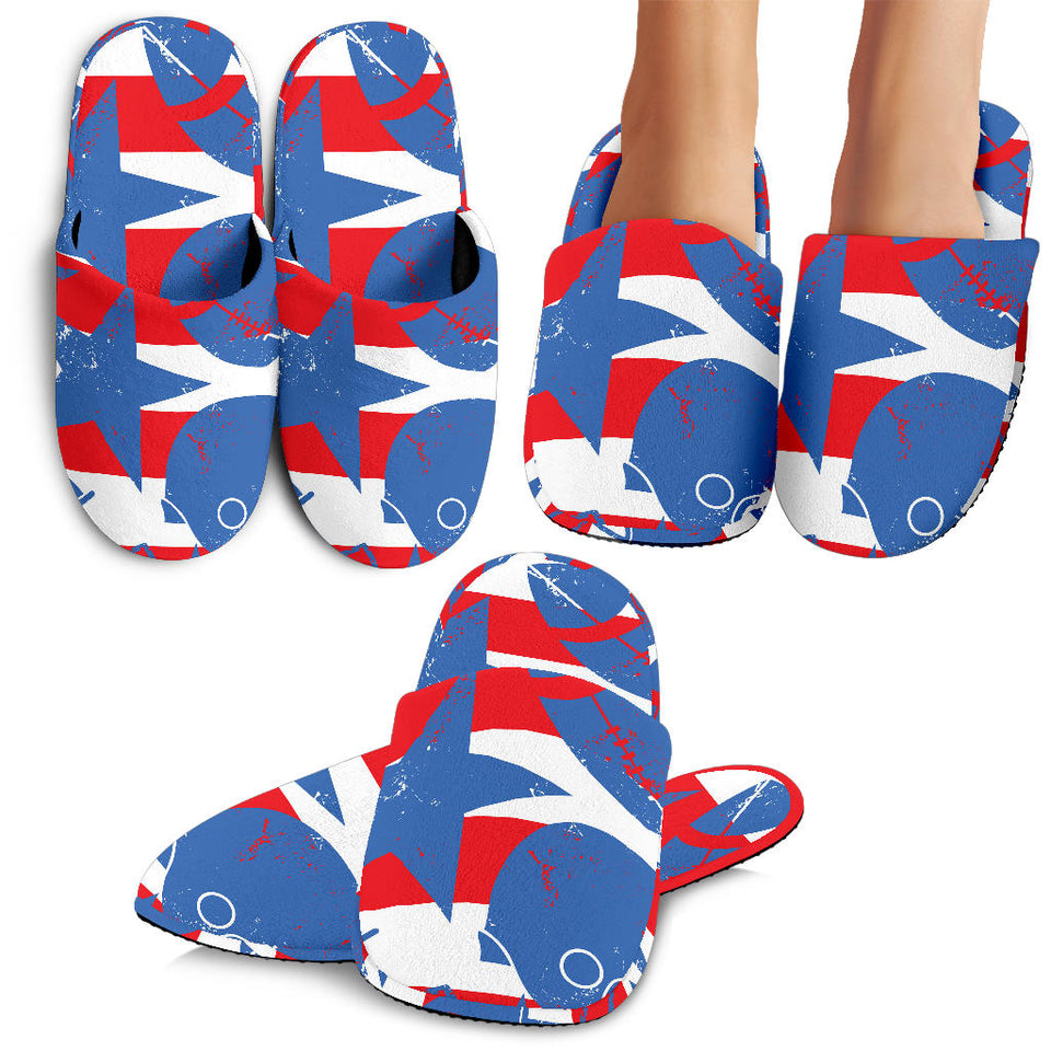 American Football Ball Star Stripes Pattern Slippers