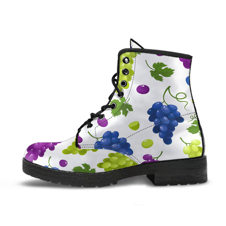 Grape Pattern Leather Boots