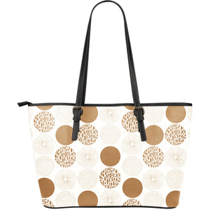 Gold Texture Mushroom Pattern Large Leather Tote Bag
