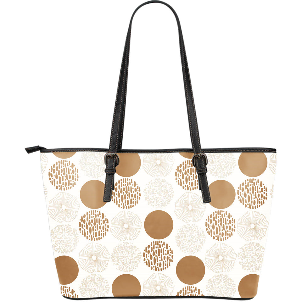 Gold Texture Mushroom Pattern Large Leather Tote Bag