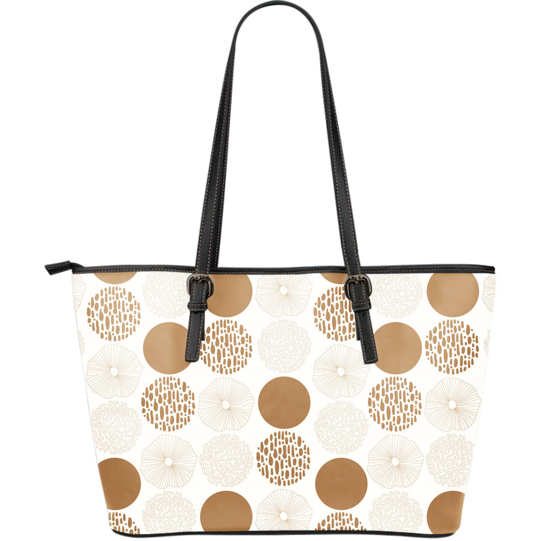 Gold Texture Mushroom Pattern Large Leather Tote Bag