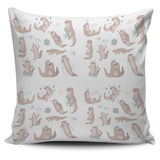 Cute Sea Otters Pattern Pillow Cover
