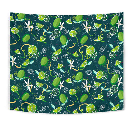 Lime Ice Flower Pattern Wall Tapestry
