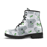 Hand Drawn Koala Leaves Pattern Leather Boots