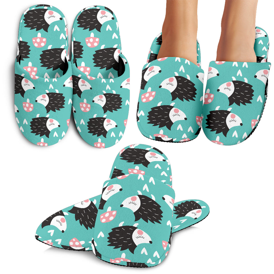 Hedgehog Pattern Print Design 03 Slippers