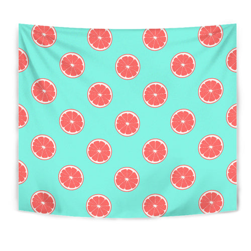 Grapefruit Green Background Wall Tapestry