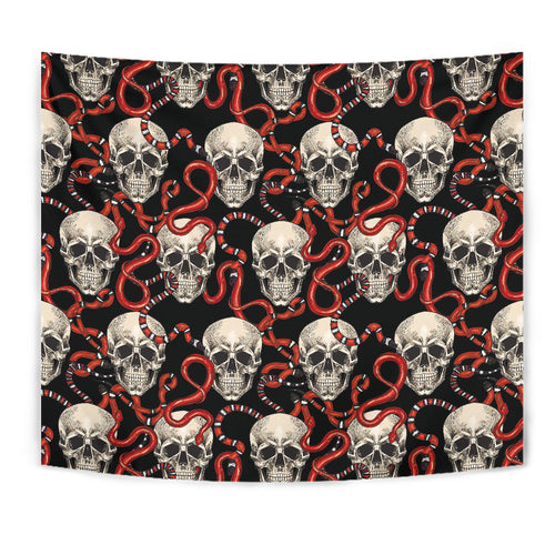 Red Snake Skull Pattern Wall Tapestry