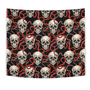 Red Snake Skull Pattern Wall Tapestry