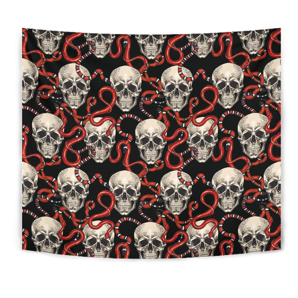 Red Snake Skull Pattern Wall Tapestry