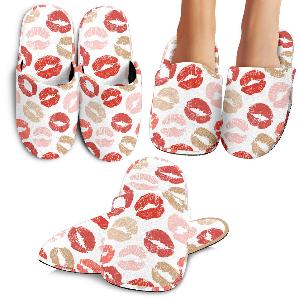 Lips Pattern Print Design 04 Slippers
