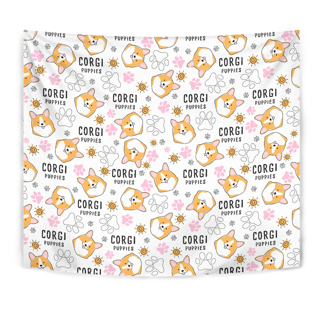 Corgi Dog Pattern Wall Tapestry