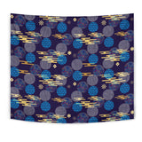 Blue Japanese Pattern Cloud Wave Flower Wall Tapestry