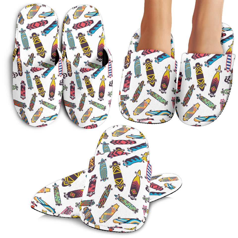 Skate Board Pattern Print Design 05 Slippers