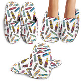 Skate Board Pattern Print Design 05 Slippers
