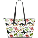 Cute Dinosaurs Pattern Large Leather Tote Bag