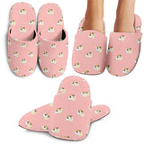 Cute Hamster Cheese Pattern Pink Background Slippers