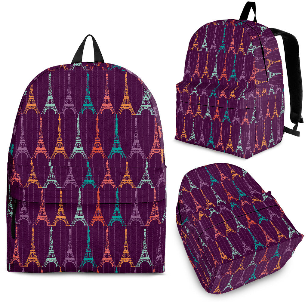 Eiffel Tower Pattern Print Design 05 Backpack
