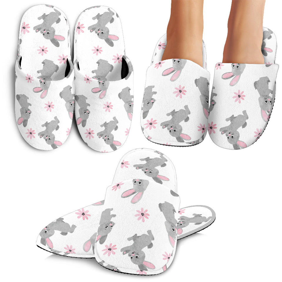 Watercolor Cute Rabbit Pattern Slippers