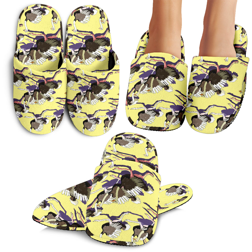 Ostrich Pattern Print Design 04 Slippers