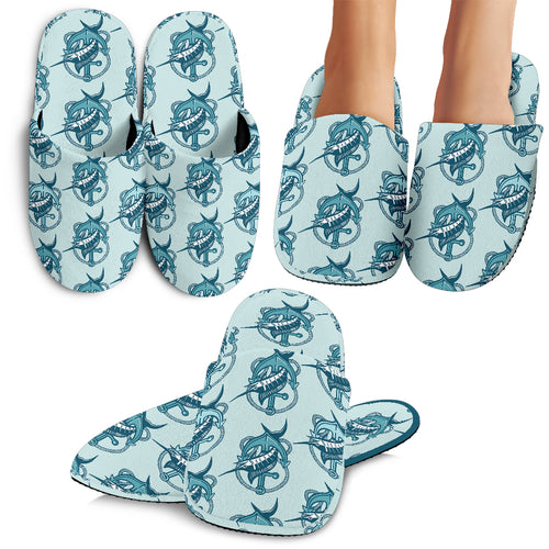 Swordfish Pattern Print Design 05 Slippers