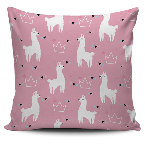 Llama Alpaca Pink Background Pillow Cover