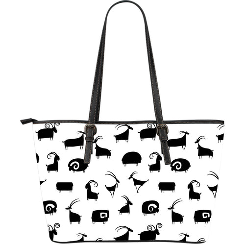 Goat Ram Pattern Large Leather Tote Bag