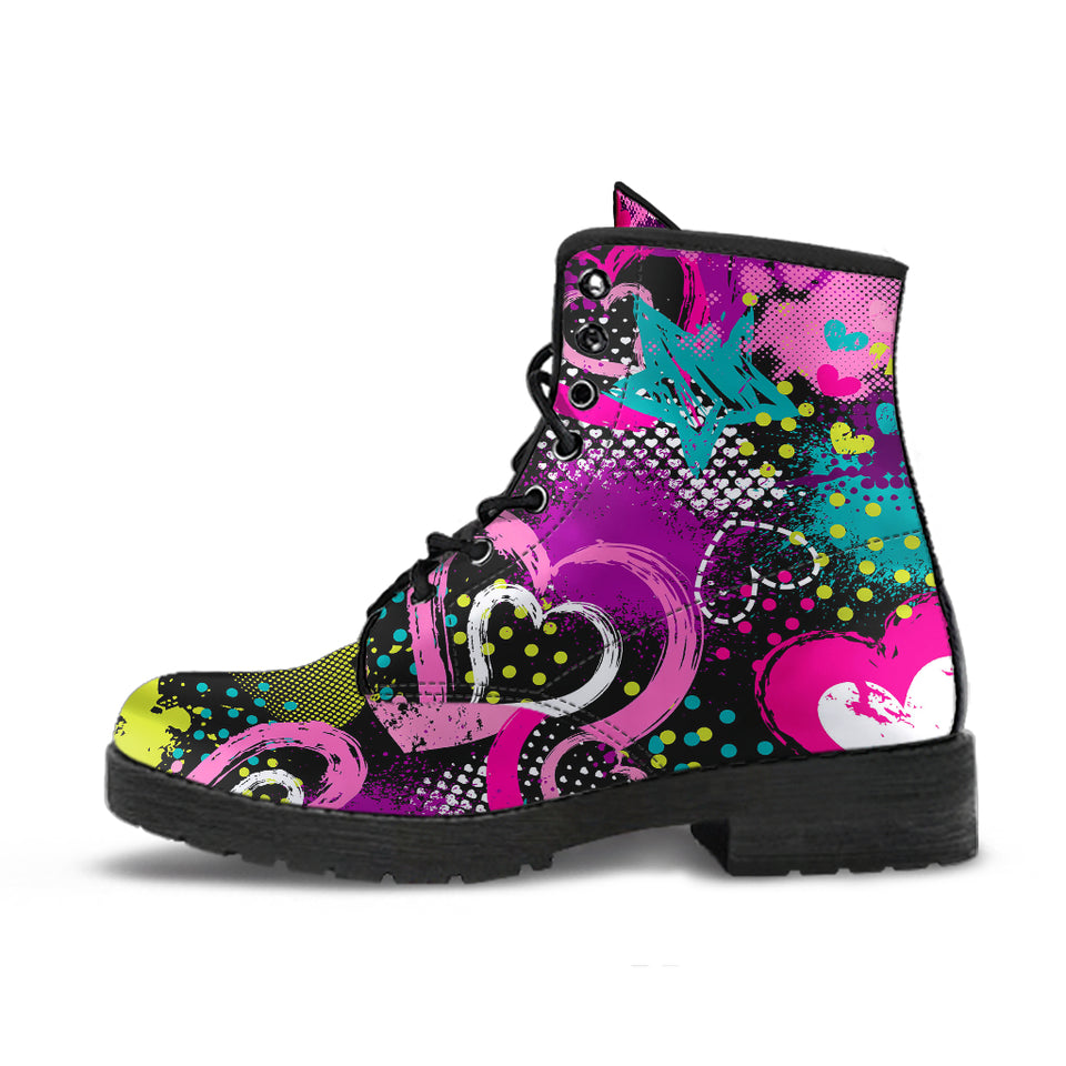 Heart Dot Wave Star Creative Design Pattern Leather Boots