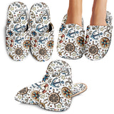 Cute Nautical Steering Wheel Anchor Pattern Slippers