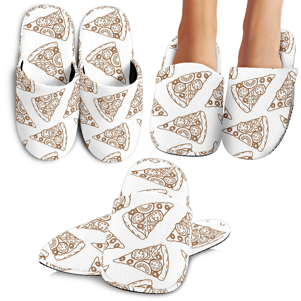 Hand Drawn Pizza Pattern Slippers