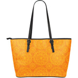 Orange Traditional Indian Element Pattern Large Leather Tote Bag