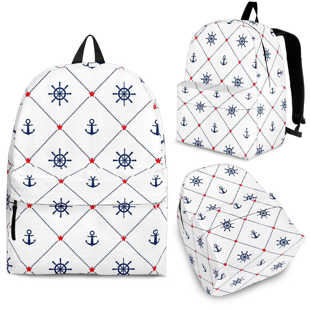 Anchor Rudder Nautical Design Pattern Backpack