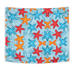 Blue Red Orange Starfish Pattern Wall Tapestry