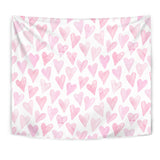 Watercolor Pink Heart Pattern Wall Tapestry