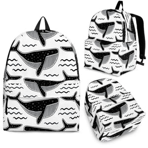 Black Whale Pattern Backpack