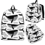 Black Whale Pattern Backpack