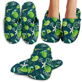 Lime Ice Flower Pattern Slippers