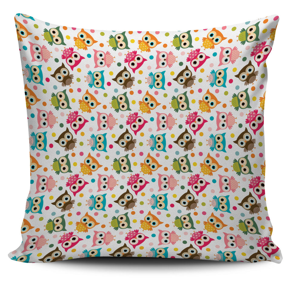 Color Cute Owl Pattern Pillow Cover