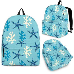 Blue Starfish Coral Reef Pattern Backpack