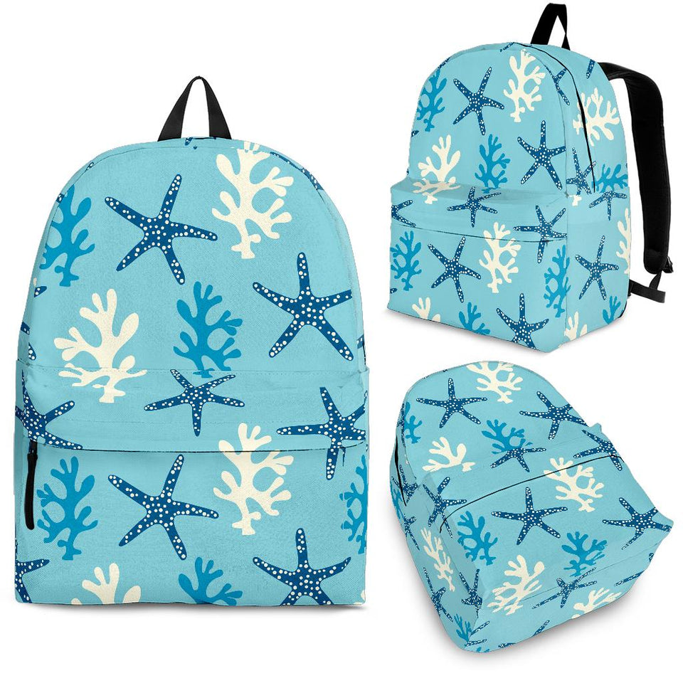 Blue Starfish Coral Reef Pattern Backpack