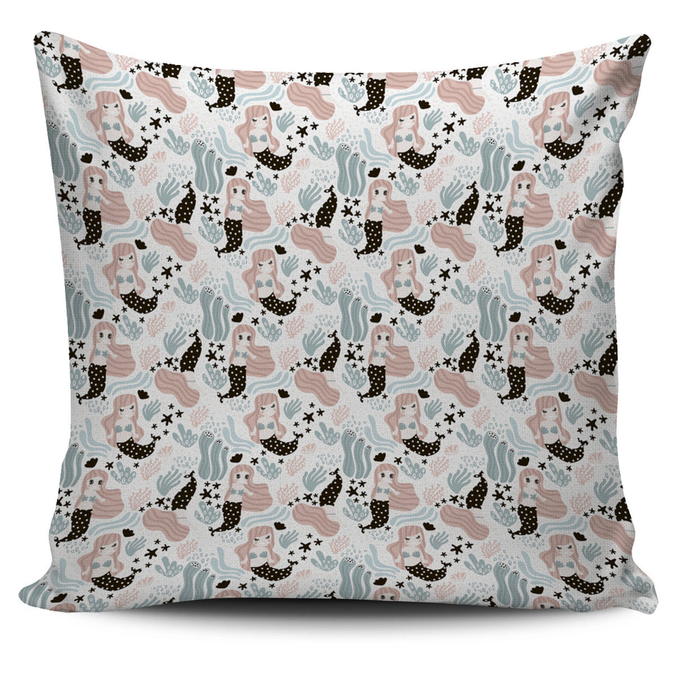 Cute Mermaid Pattern Pillow Cover