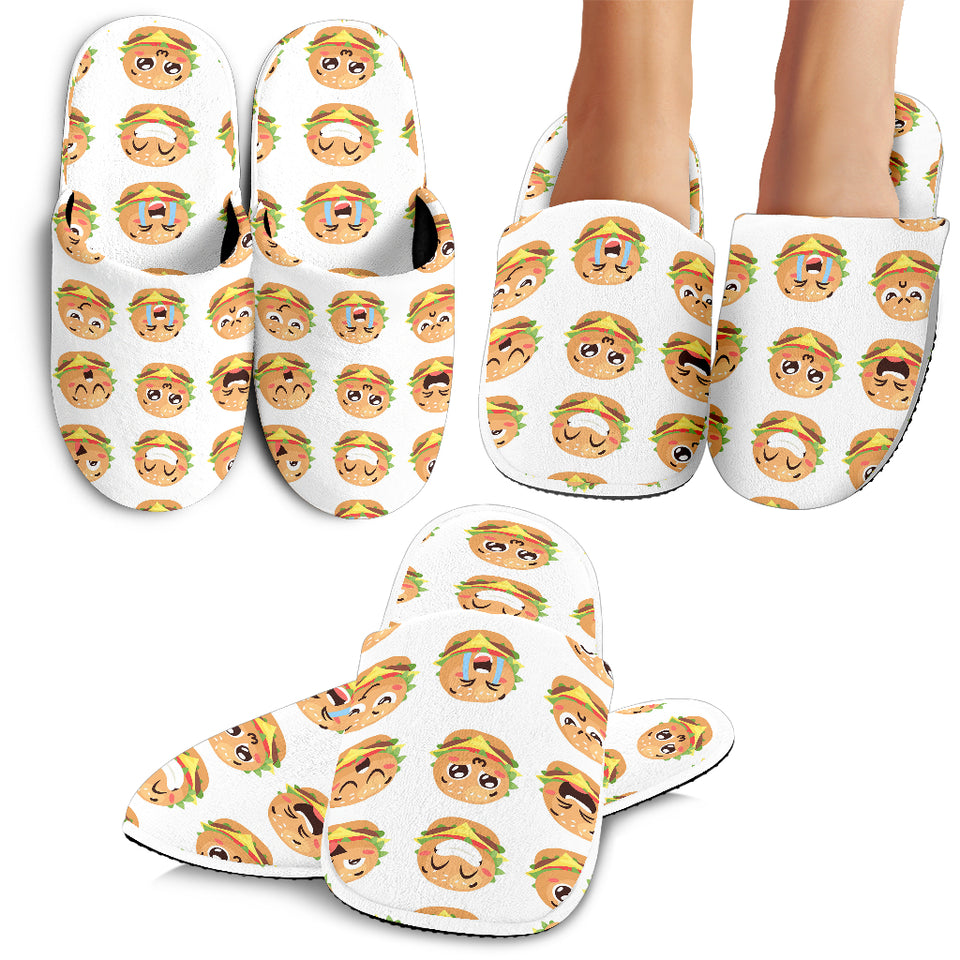 Hamburger Pattern Print Design 04 Slippers