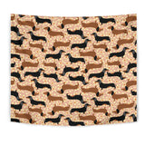Dachshund Floral Background Wall Tapestry