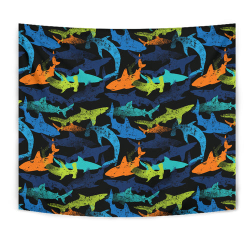 Colorful Shark Wall Tapestry
