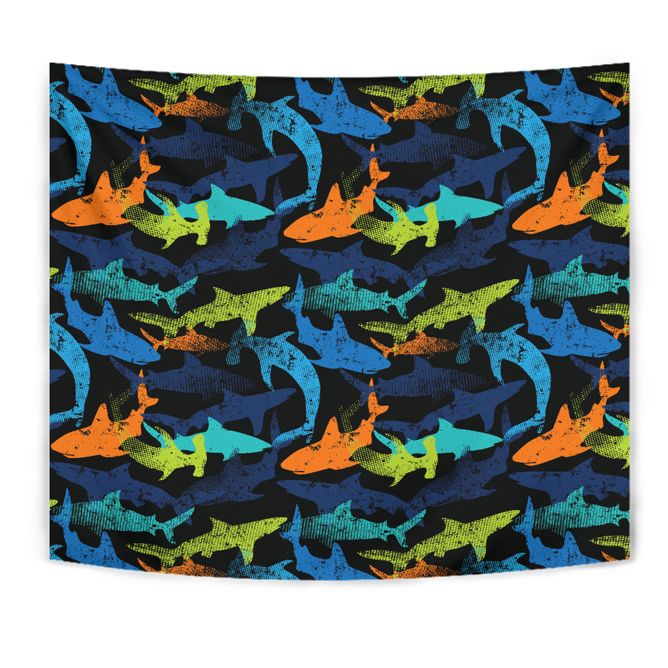 Colorful Shark Wall Tapestry