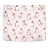 Cute Shiba Inu Dog Apple Pattern Wall Tapestry