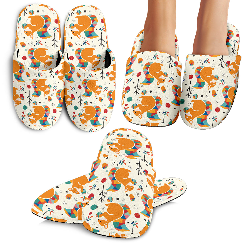 Squirrel Pattern Print Design 04 Slippers