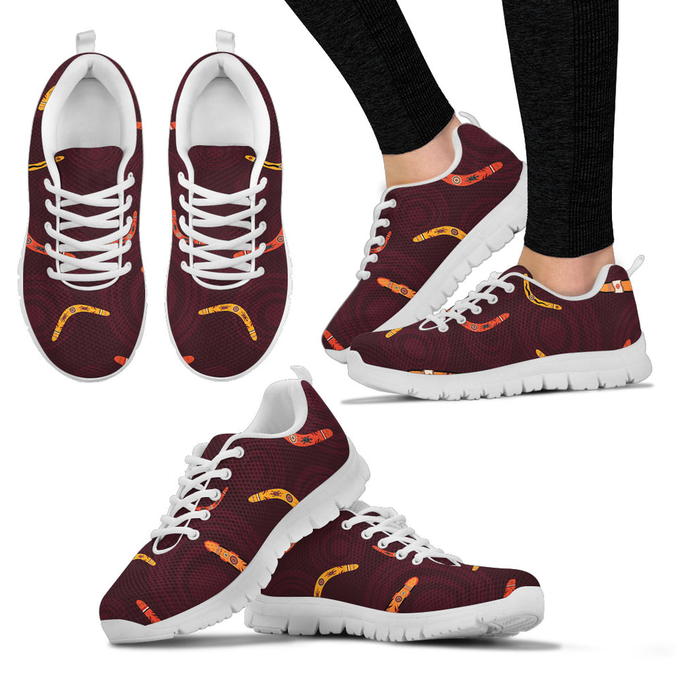 Boomerang Australian Aboriginal Ornamen'St Circle Black Background Women'S Sneaker Shoes