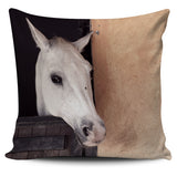 White Horse On The Farm Pillow Cover
