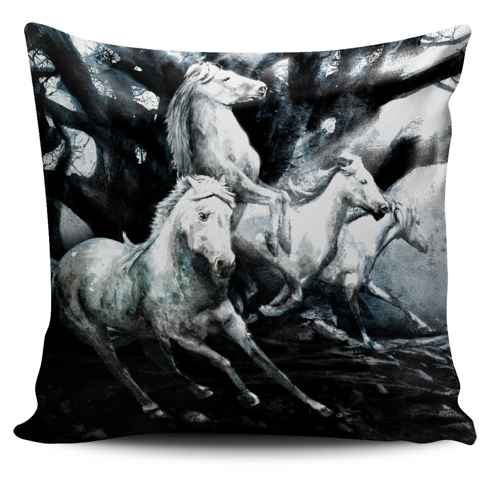 Black And White Horse Pillow Cover