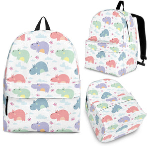 Hippopotamus Pattern Print Design 03 Backpack